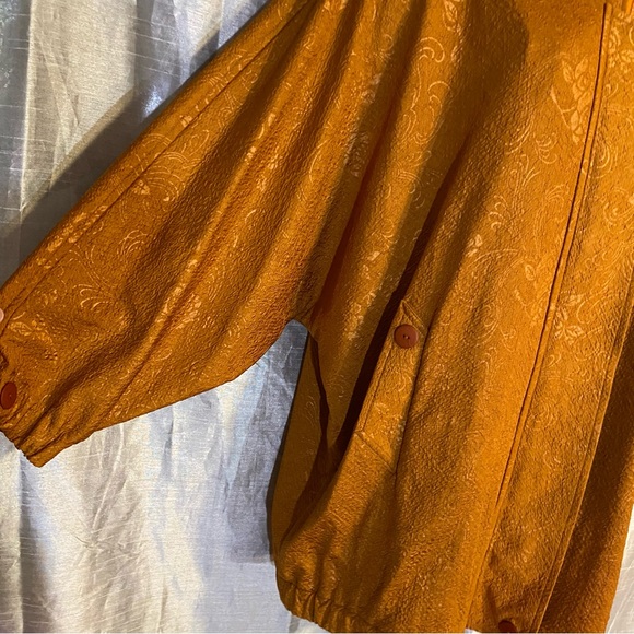 Copper brocade GUC SZ L jacket from Shanghai, no fabric content tag, maybe silk, - Picture 3 of 13